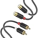 J&D 2 RCA Male to Female Extension Cable - Gold Plated RCA Audio Cable with Nylon Braid & PVC Housing [Audiowave Series] for Home Theater, Receiver