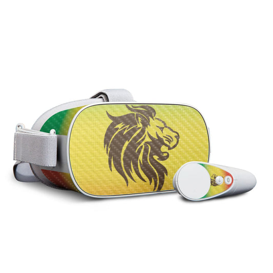 MightySkins Carbon Fiber Skin for Oculus Go - Rasta Lion | Protective, Durable Textured Carbon Fiber Finish | Easy to Apply, Remove, and Change Styles