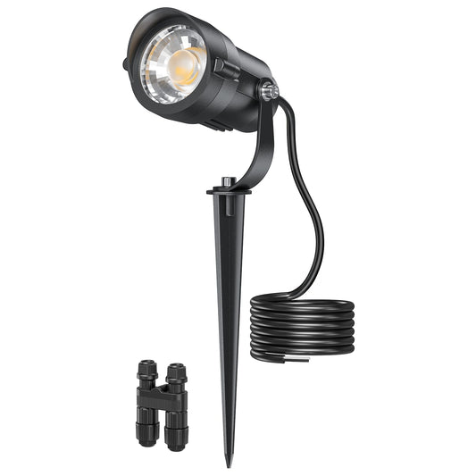 HIBOITEC Low Voltage Landscape Lighting with Connectors 12W Spotlights Landscape Lights Kit 12-24V AC/DC IP65 Waterproof 2700K for House Yard Trees