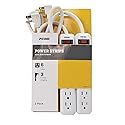 Prime Wire & Cable PB8100X2 6-Outlet Power Strip with Right Angle Plug and 14-3 SJT 3-Feet Cord, 2-Pack,White