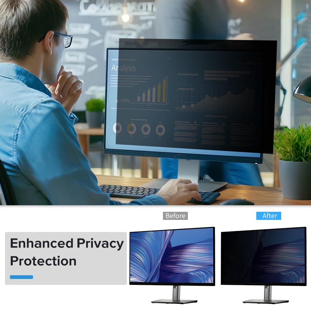 MOBDIK 22 Inch Monitor Computer Privacy Screen Filter for 16:9 Aspect Ratio, Anti Blue Light, Anti Glare & Spy - 1 Pack