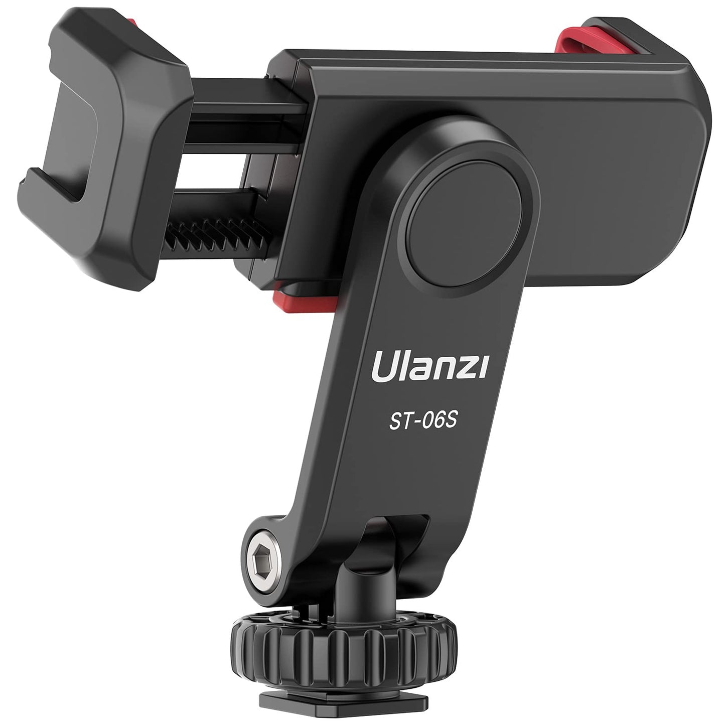 ULANZI ST-06S Phone Tripod Mount, Universal Smartphone Mount Adapter with 2 Cold Shoe, 360° Rotates Adjustable Cell Phone Clip Clamp Holder