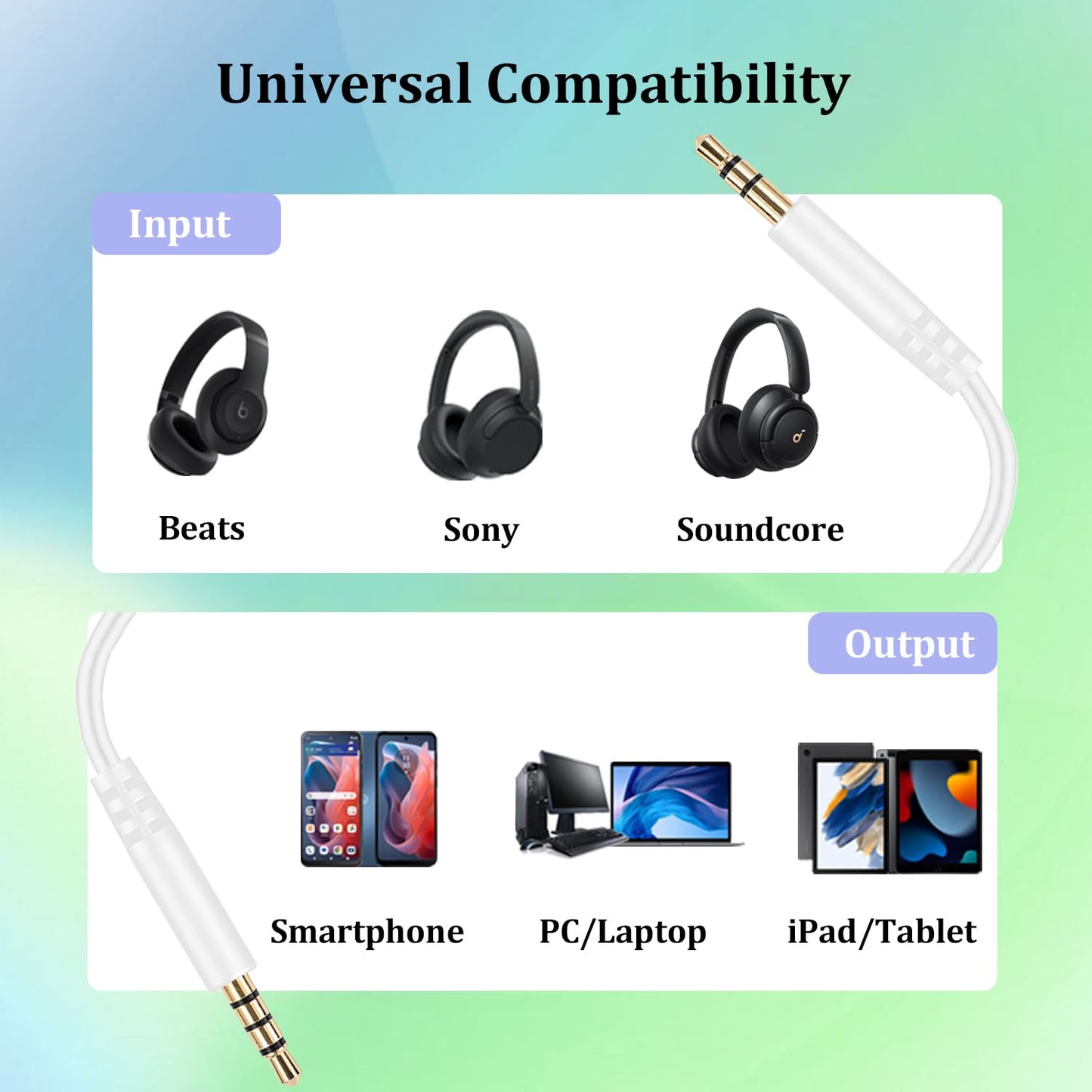 Replacement Audio Cable Cord for Beats Headphones 3.5mm to 3.5mm Aux Wire Compatible with Beats Solo 4 Studio Pro Studio3 Solo3 Solo2 Sony WH-1000XM6…