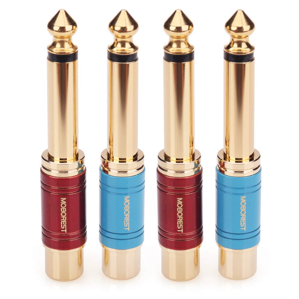 MOBOREST Premium RCA to 1/4 Adapter, 24K Gold-Plated 1/4 Inch to F Audio Connector, Pure Copper 6.35mm TS Mono to Female Coupler for Amplifier
