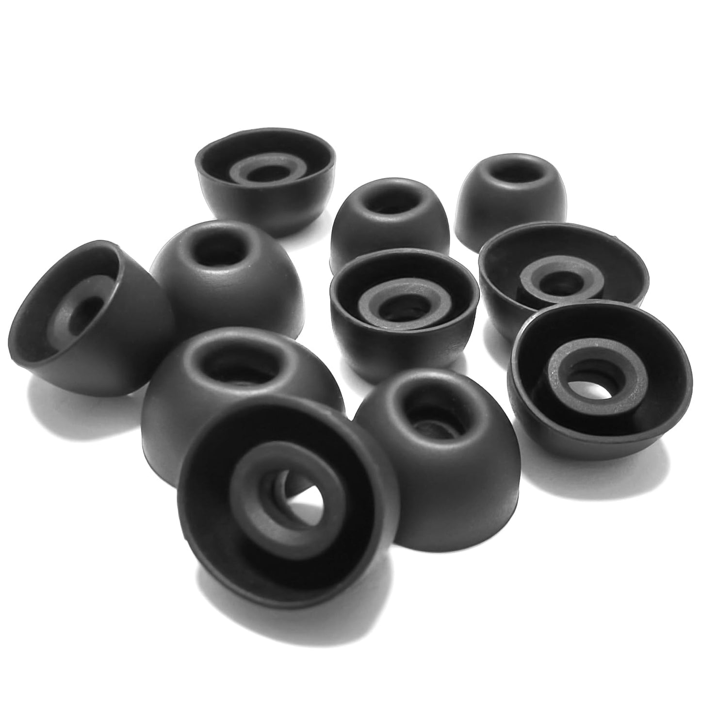 Mijusun Oval Silicone Ear Tips for True Wireless Earbuds - 6 Pairs Universal Replacement for 4.0-6.0mm Nozzle, Comfortable Secure Fit (S/M/L), Black