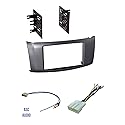 Premium Car Stereo Install Charcoal Gray Dash Kit, Wire Harness, and Antenna Adapter for Installing a Double Din Aftermarket Radio -Made for Nissan