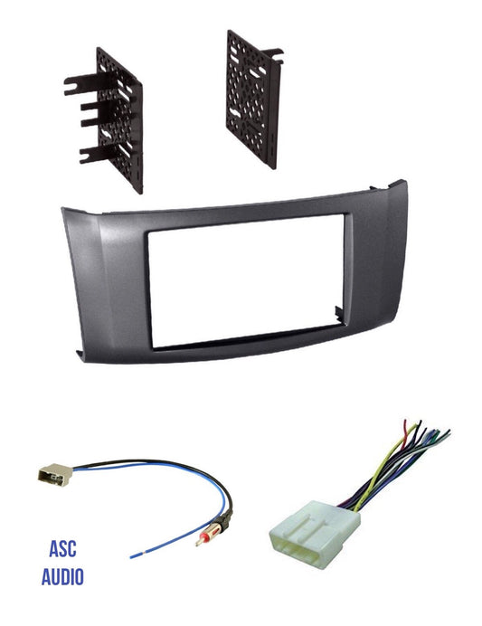 Premium Car Stereo Install Charcoal Gray Dash Kit, Wire Harness, and Antenna Adapter for Installing a Double Din Aftermarket Radio -Made for Nissan