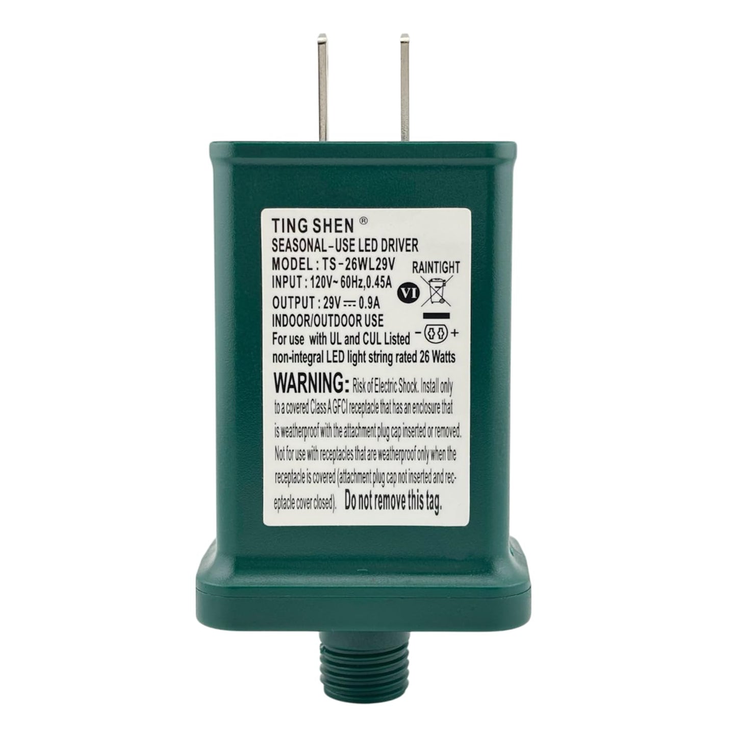 Goodsby Class 2 LED Transformer for Christmas X-Mas Tree Lights, Holiday Lighting, LED String Light 29V 0.9A Power Supply 26W Raintight US Plug Power