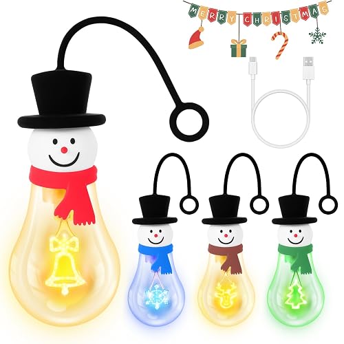 Christmas Bulb Light Hanging Christmas Night Light Edison Style Bulb USB Powered 8Hrs Play Fun Decorative for Indoor Outdoor Home Party Holiday