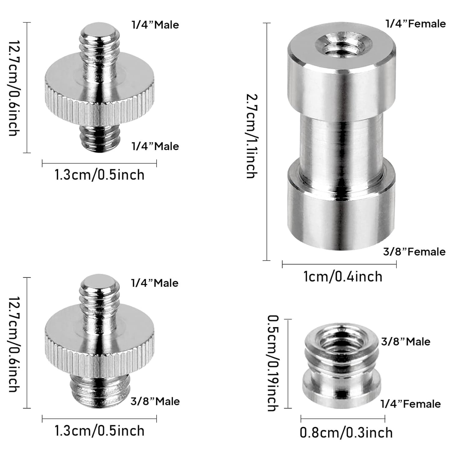 Standard Metal Male Convertor Threaded Screw Adapter Spigot Stud for Studio Light Stand, Hotshoe/Coldshoe Adapter, Ball Head, Wireless Flash Receiver