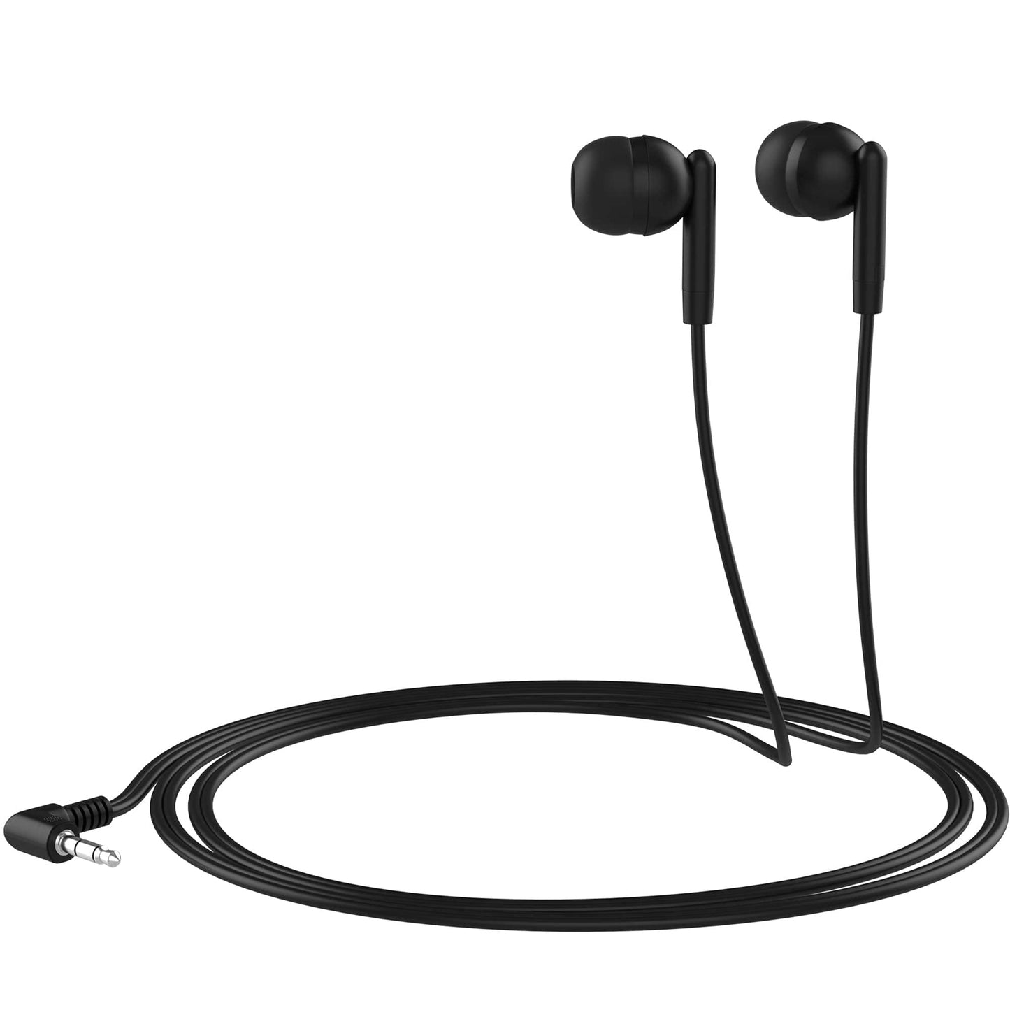 Maeline Bulk Earbuds with 3.5 mm Headphone Plug - 10 Pack Wholesale Bundle - Jet Black