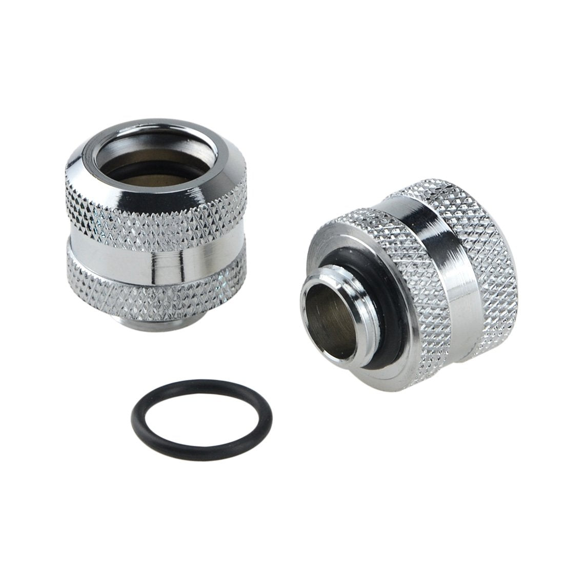 BXQINLENX Silver Chrome Hard Tube Fitting G 1/4" to ID 10 mm OD 14 mm PETG Triple Seal Fitting for Computer Water Cooling System Through Joint