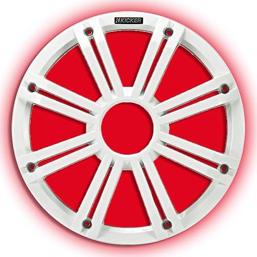 KICKER KMG12 12-Inch (30cm) Grille for KM12 and KMF12 Subwoofer, LED, White