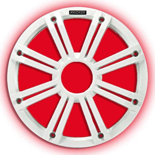 KICKER KMG10 10-Inch (25cm) Grille for KM10 and KMF10 Subwoofer, LED, White