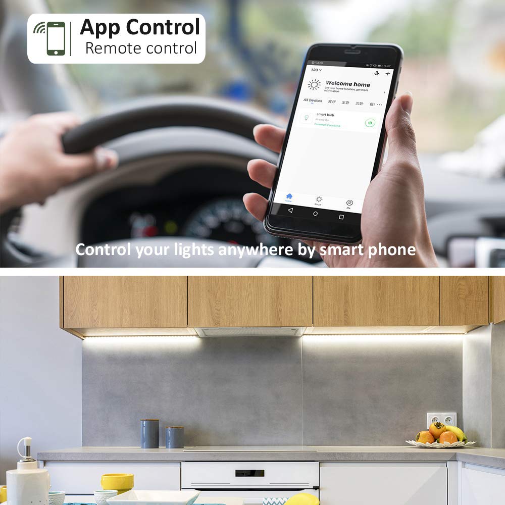 Smart Under Cabinet Lighting App, Alexa & Google Compatible Cabinet Lights - Linkable with Timer Under Counter Lights Fixtures for Kitchen, Book