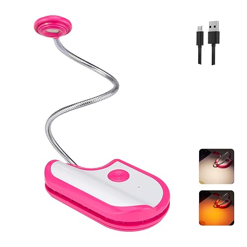BIGMONAT Rechargeable Reading Light for Kids,Small Amber Book Reading Lights,Multi Colors Portable LED Reading Lamp with 365° Rotary Light