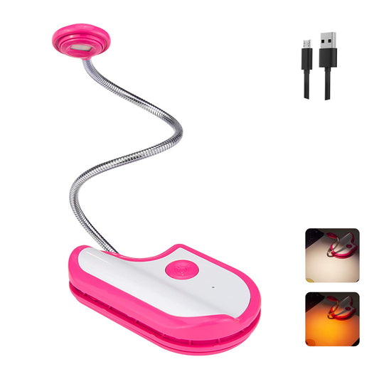 BIGMONAT Rechargeable Reading Light for Kids,Small Amber Book Reading Lights,Multi Colors Portable LED Reading Lamp with 365° Rotary Light