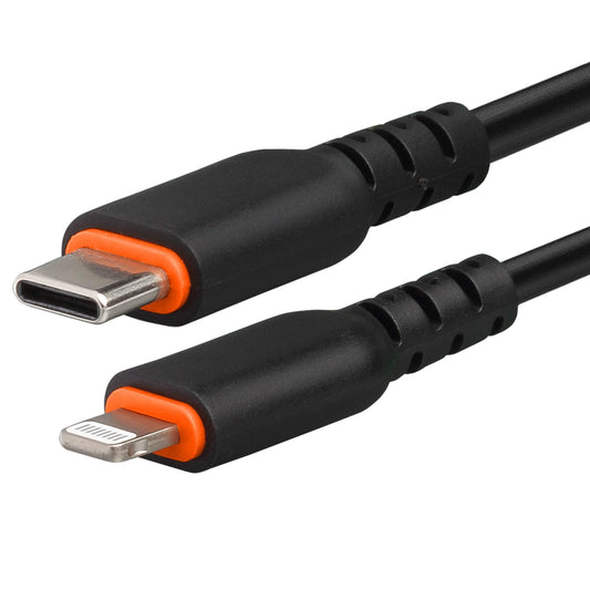 PowerMyne USB-C to Lightning [MFi Certified] 1M (3.3 ft) Black Cable, 100K Bend Rated - 15W Charge and 480Mbps Data Transfer for iPhone 14 and Older…