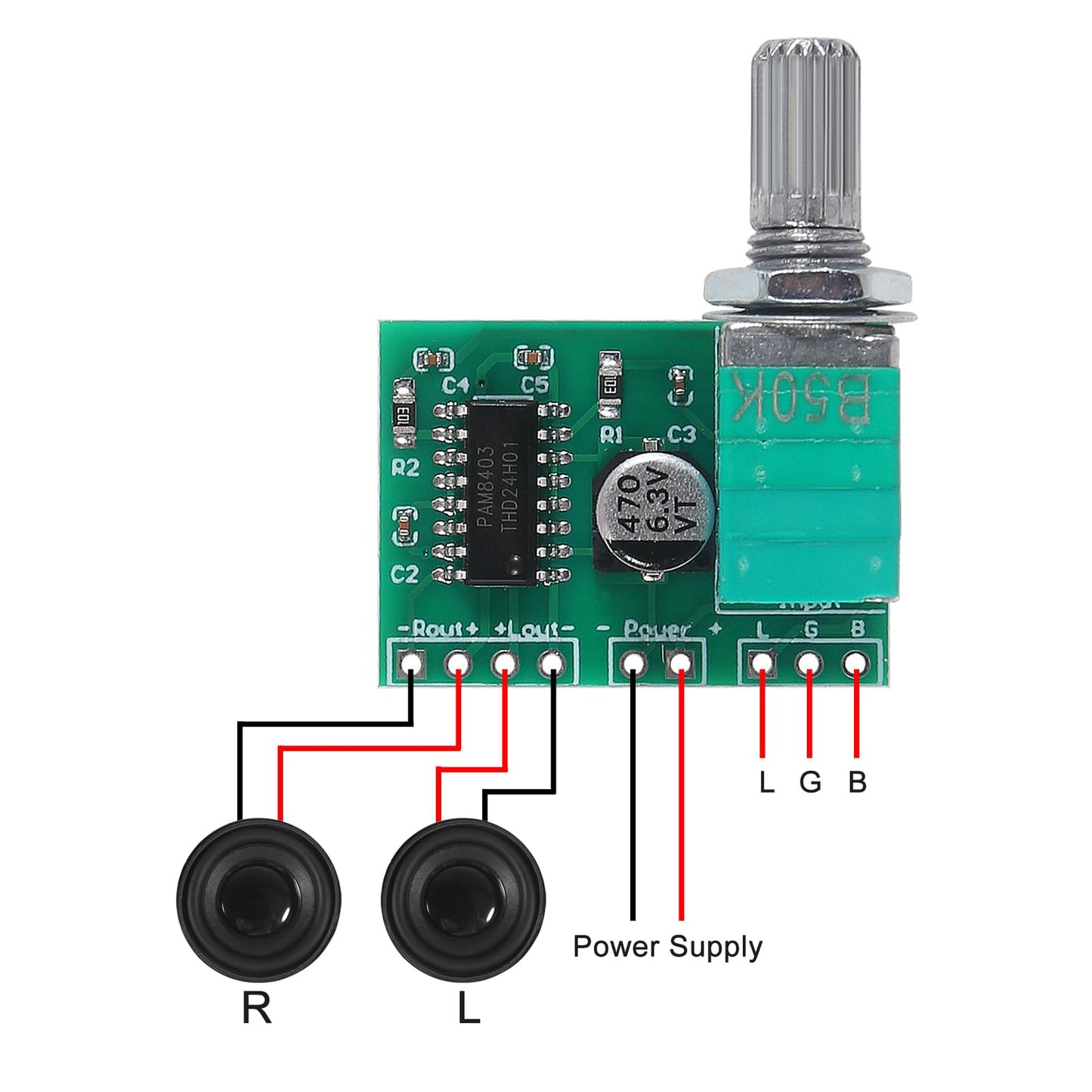 2pcs 1.96inch/50mm 5W 4 Ohm Audio Stereo Speaker Round Loudspeaker with 2PCS 3Wx2 DC 5V Digital Amplifier PAM8403 Amp Module for Arduino DIY
