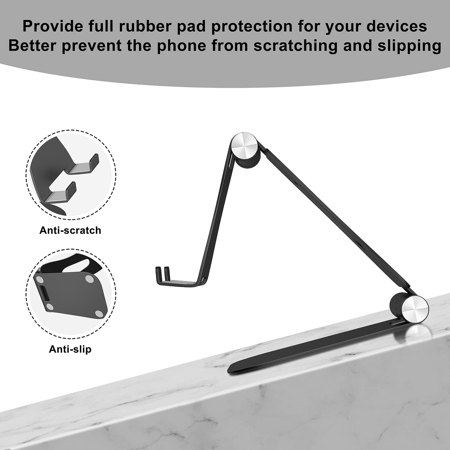 YOSHINE Cell Phone Stand, Upgraded Phone Stand for Desk, Adjustable Tablet Stand, Foldable Portable Aluminum Phone Holder, Cradle, Dock for All iPhone