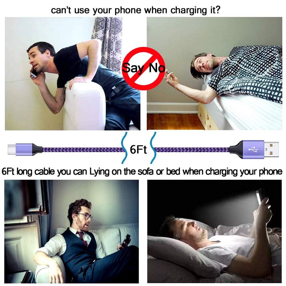 USB Wall Charger Block Phone Power Adapter Charging Brick Plug with 2Pack 6Ft Type C Charger Cable for Samsung Galaxy S24 S23 FE S22 S21 S20 A15 Z