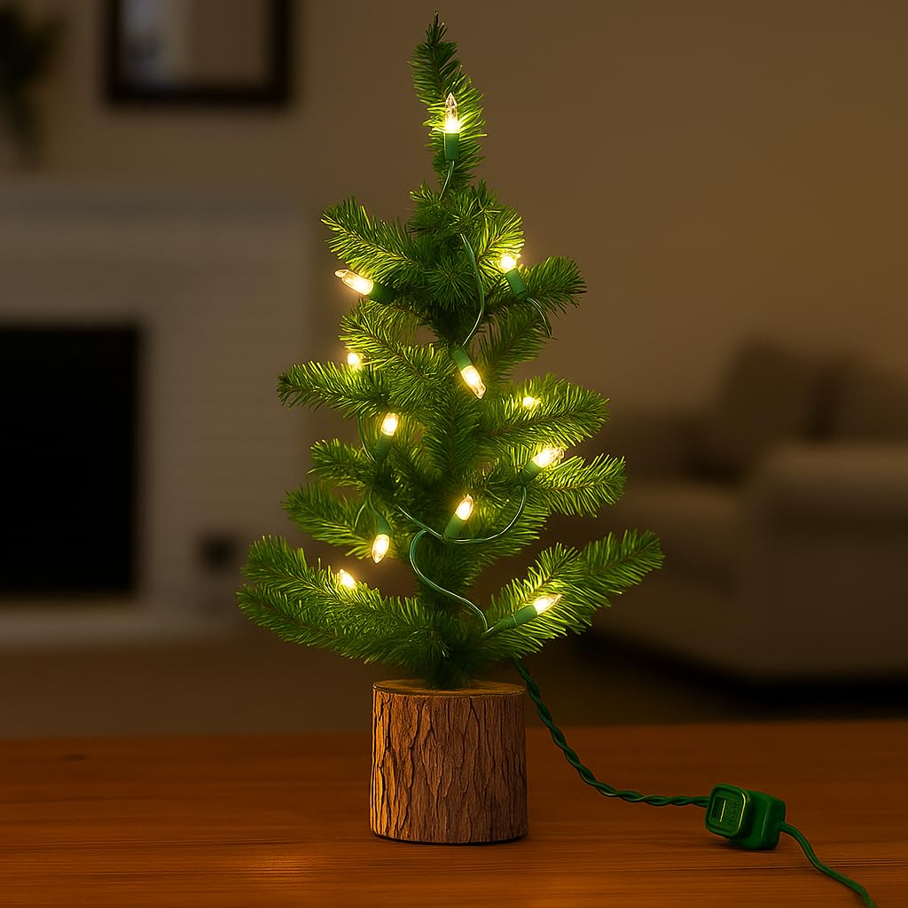 Novelty Lights 6.5 Feet 20 Bulbs Vintage Short Mini Light String, Clear Bulbs on Green Wire, 4-Inch Spacing Fairy Lights, Connectable End-to-End, UL