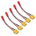 Yiqigou 5Pcs XT60 Plug Female Connector to 2pins JST Plug Female Connector Cable with 3.9inch 20AWG Silicone Wire