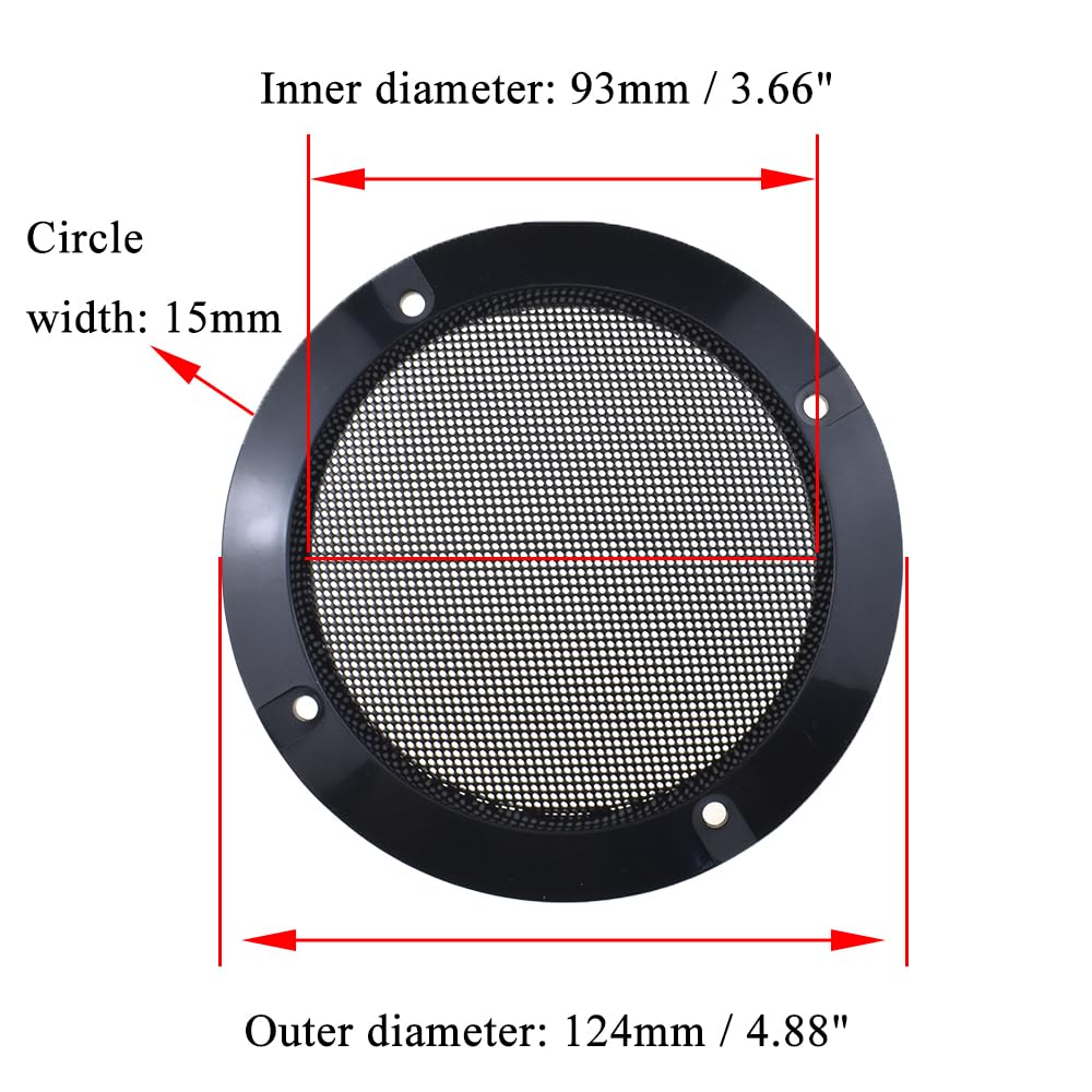 Acoeitl 4 Inch Metal Glossy Audio Speaker Cover Round Grille Protector Speaker Grills Circle Case Repalcement for Home Theater DIY Speakers and Cars
