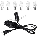 Venforze Himalayan Salt Lamp Cord (5 Feet Cord with Metal Clip) with Dimmer Switch, Original Replacement Cord and 6 Packs E12 Halogen Salt Lamp Bulbs