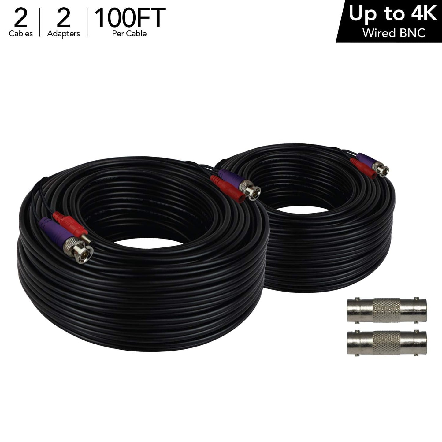 Night Owl 100 ft. in-Wall Rated Video/Power Camera Extension Cable with Extension Adapter (2-Pack)