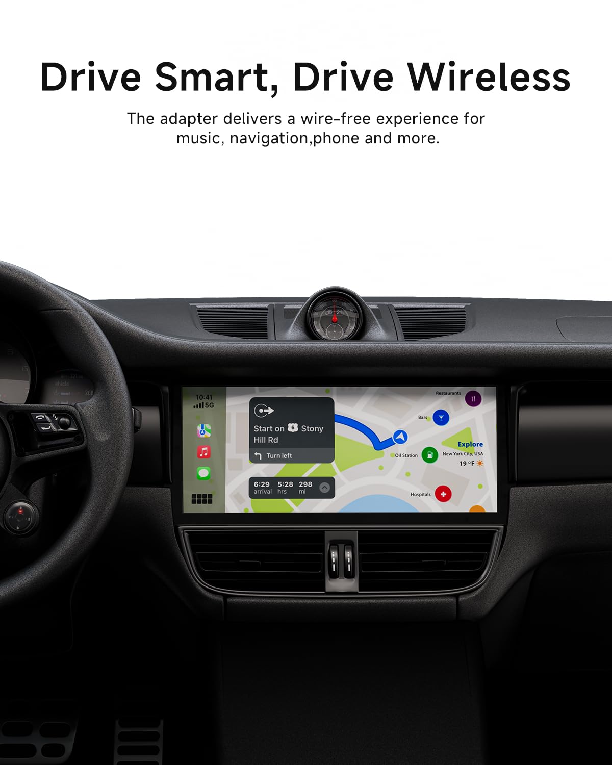 RAESHA Wireless CarPlay Adapter - Mini 2 in 1 Wireless CarPlay Adapter for Both Apple CarPlay and Android Auto - Easy Installation, Clutter-Free