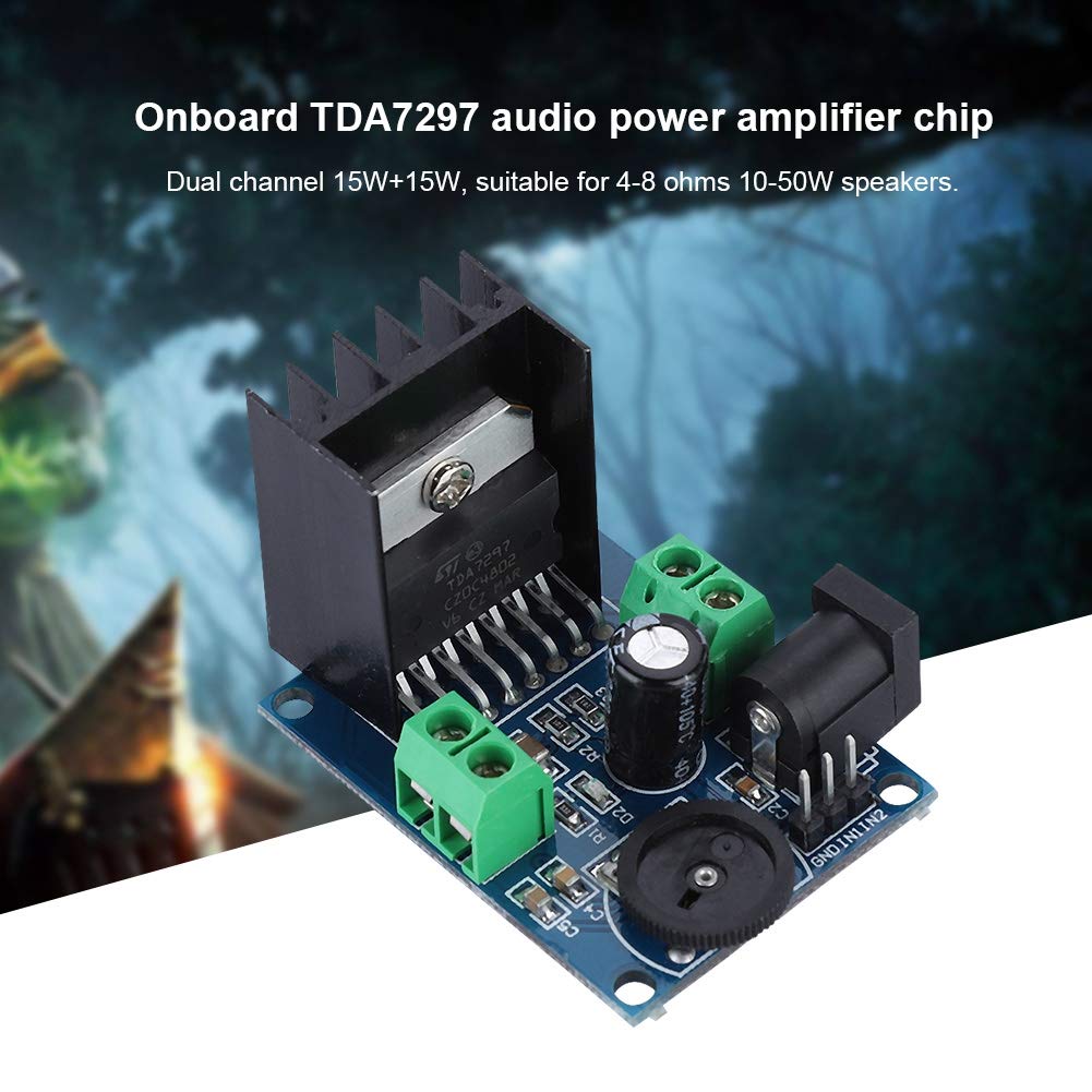 TDA7297 Power Amplifier Module,15W+15W Channel Suitable for 4-8 ohms 10-50W Speakers Digital Stereo Audio Power Amplifier, DIY Sound System Component