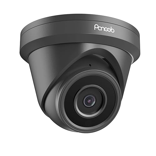 PANOOB 5MP PoE Dome Camera Outdoor, Wired Surveillance Security IP Turret Camera with Microphone, 2.8mm Lens 110° Wide Angle, AI Human Detection, IP67