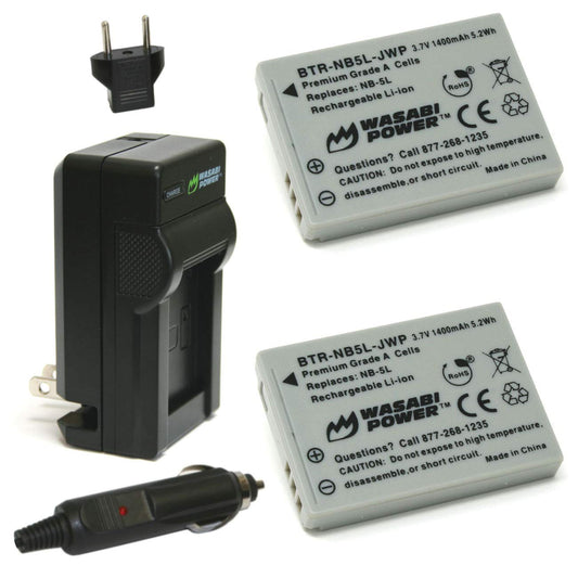Wasabi Power Battery (2-Pack) and Charger for Canon NB-5L and Canon PowerShot S100, S110, SD700 IS, SD790 IS, SD800 IS, SD850 IS, SD870 IS, SD880 IS
