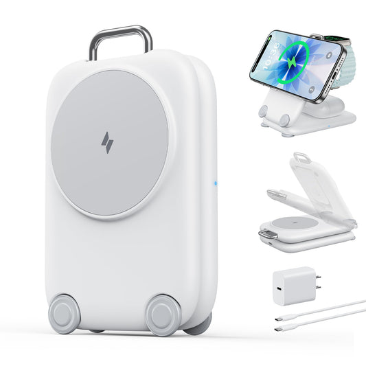 PaktVault 2026 Traveling Fast Wireless Charging Station for Apple Devices, Magnetic 3 in 1 MagSafe Charger Stand for iPhone 17 16 15 14 13 12 Pro Max