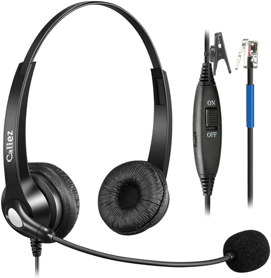 Callez Phone Headset for Cisco with Noise Cancelling Mic & Mute Switch, Dual RJ9 Corded Telephone Headsets Compatible with Cisco IP Phones 6941 6851