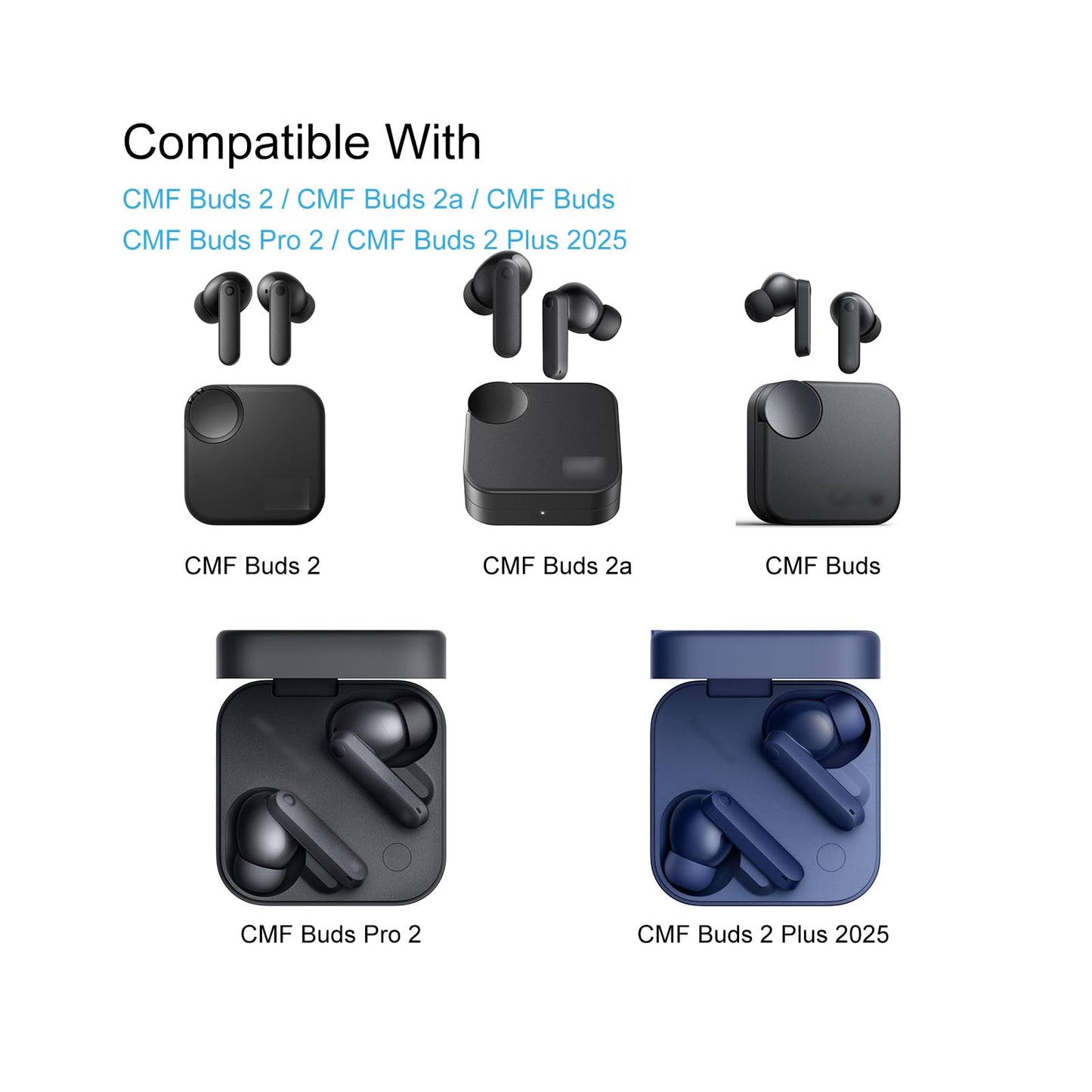Klowcok Replacement Ear Tips for CMF Buds 2a / Buds Pro 2 / Buds 2 Plus 2025 Earbuds, Compatible with CMF Buds/Buds 2, Soft Silicone Eartips 6 Pairs