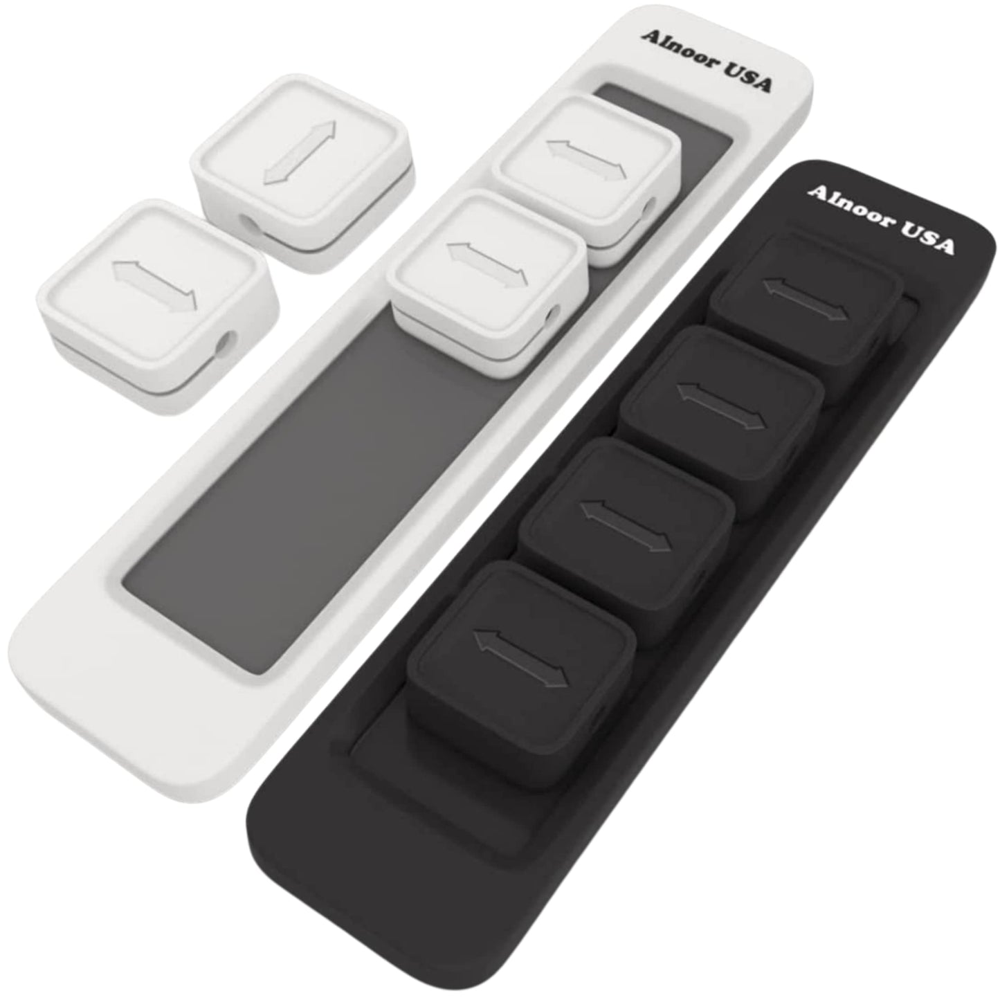 Alnoor USA Magnetic Cable Organizer |Multipurpose Magnetic Cable Clips with 8-Cable Buckles & 2-Bases |Cable Management Clips for Cell Phone, Office