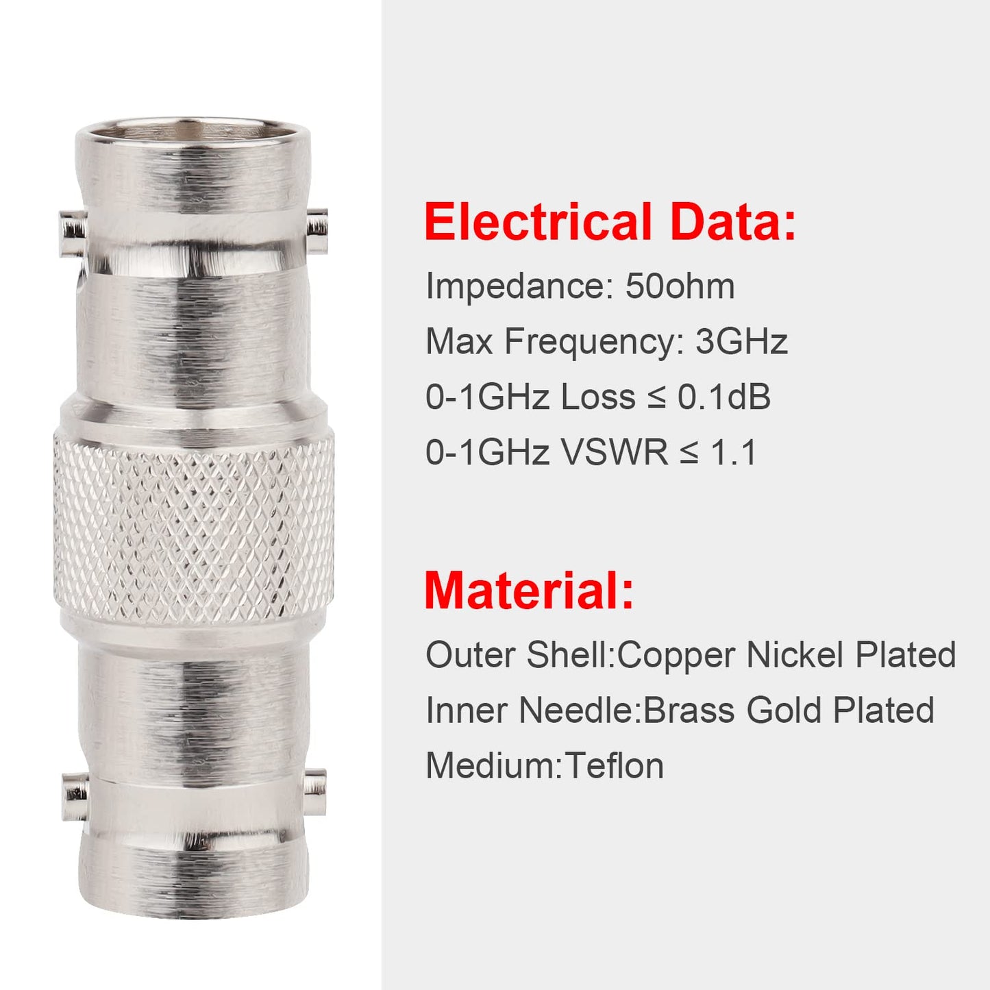 XRDS RF BNC Connectors - Female to Female Adapter, 10 PCS BNC Couplers