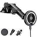 MAGJIEYX for Magnetic Magsafe Car Mount Charger, Wireless Car Charger with QC3.0 Adapter(38W Max) Phone Holder Fits iPhone17/16/15/14/13Plus/MagSafe