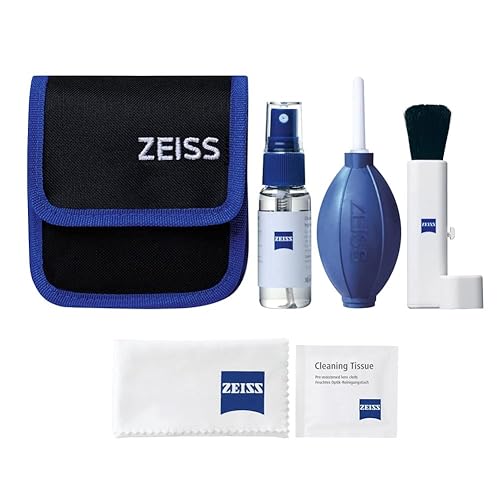 ZEISS Lens Cleaning Kit with 1 oz Bottle Lens Cleaning Fluid, 10 Moistened Wipes, Cleaning Brush, Air Blaster, Microfiber Cloth, and Case for Coated