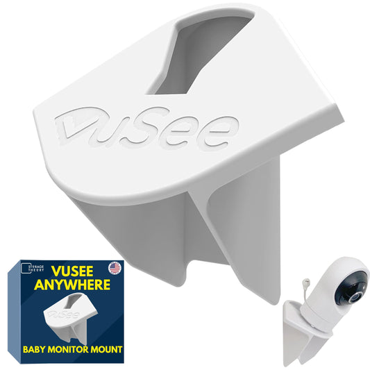 Vusee Anywhere Baby Monitor Wall Mount - No-Drill Adhesive Shelf for Cameras - Compatible with Most Baby Monitor Brands - White, 1 Pack