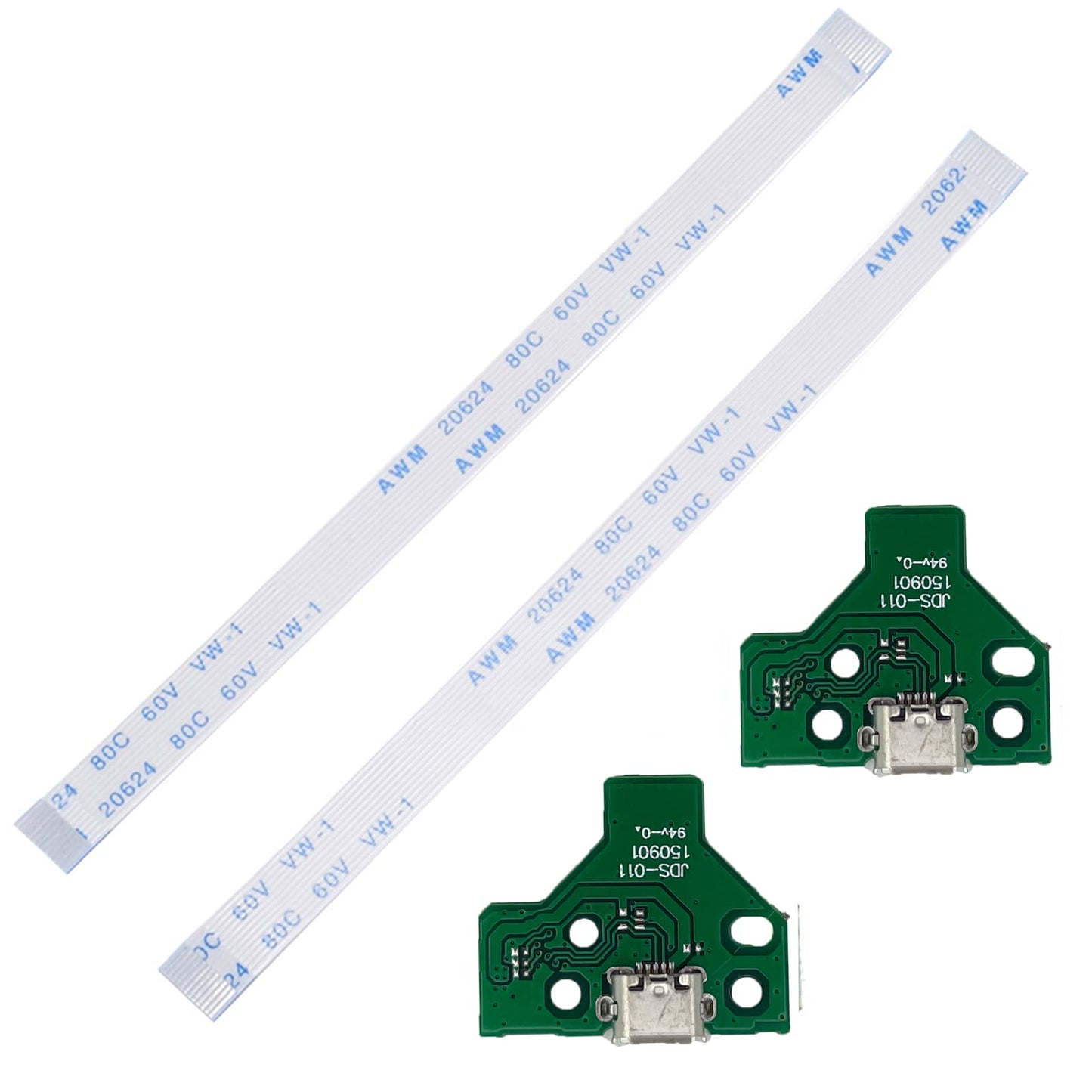 Onyehn JDS-011 Charging Port Assembly(with Flex Cable) for Sony PlayStation PS4 Controller, Repair Part Micro USB Adaptor Charger Socket Board