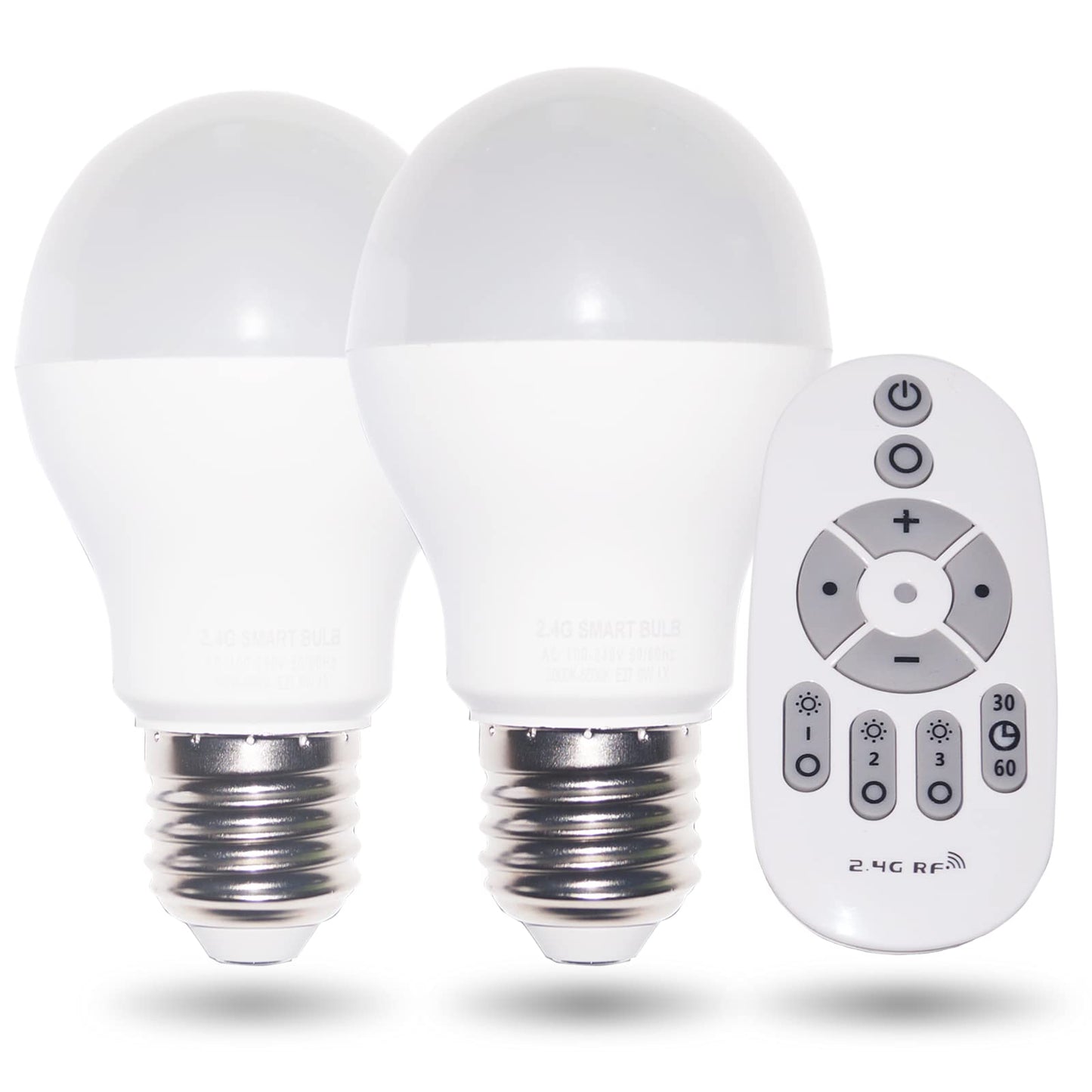 Erkangsm Smart Led Light-Bulb Dimmable with Remote-Control E27 9W Light Bulbs Adjustable Color Temperature (Warm/Cool) and Brightness, 2 Pack (2 Bulbs