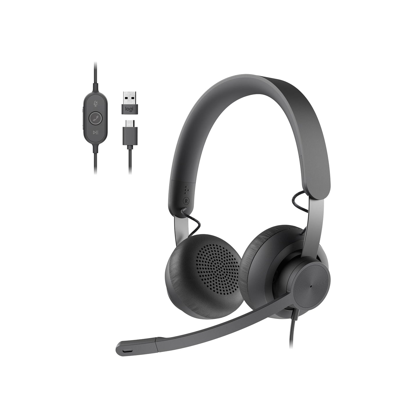 Logitech Zone 750 Wired On-Ear Headset with Advanced Noise-canceling Microphone, Simple USB-C and Included USB-A Adapter, Plug-and-Play Compatibility…