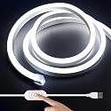 XINGZHI 6.56FT White Neon Light Strip, 5V USB White Led Strip Lights with Touch Controller, Flexible Neon Rope Light for Bedroom, Party, Home Decor