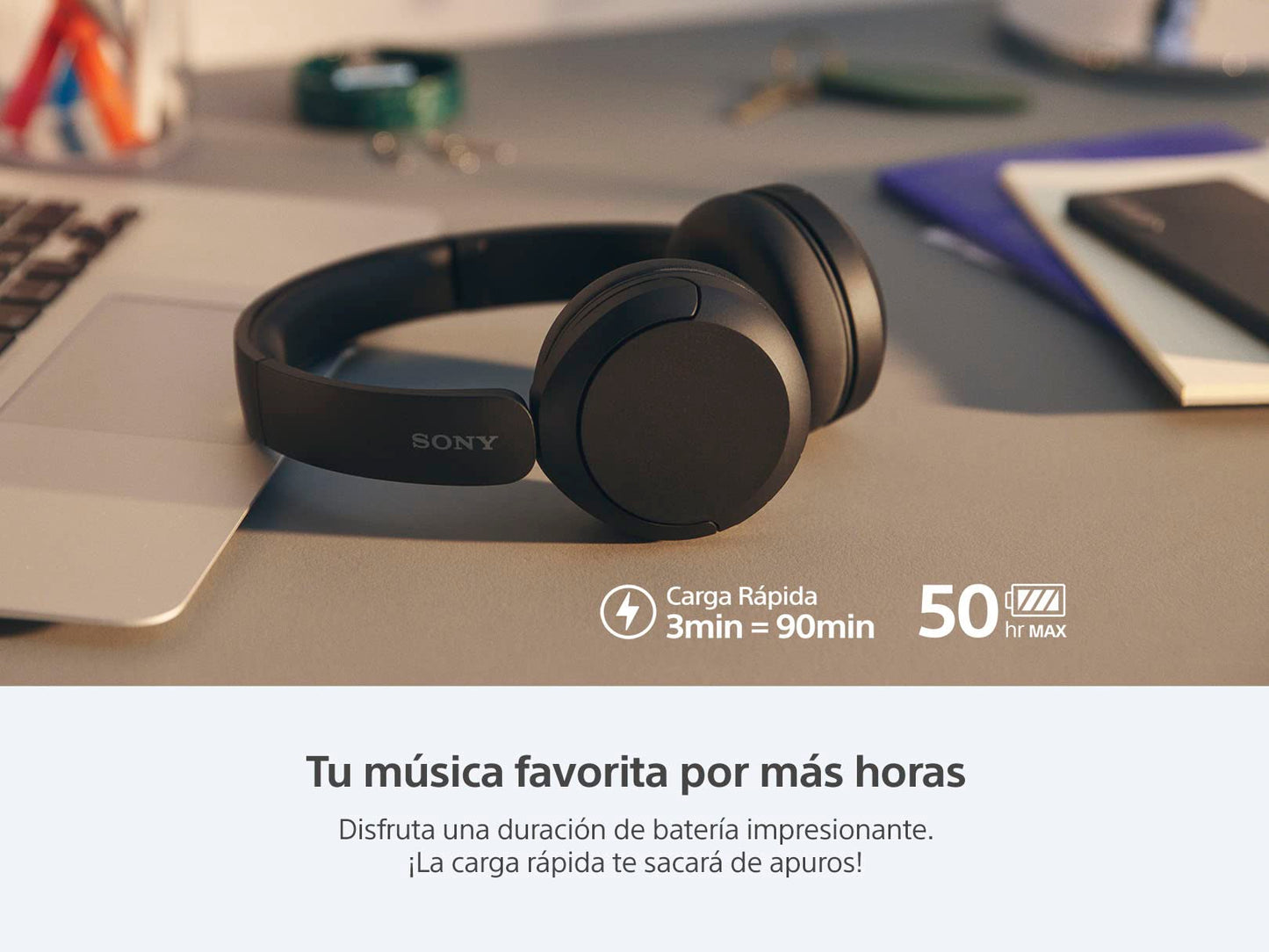 Sony WH-CH520 Best Wireless Bluetooth On-Ear Headphones with Microphone for Calls and Voice Control, Up to 50 Hours Battery Life with Quick Charge…