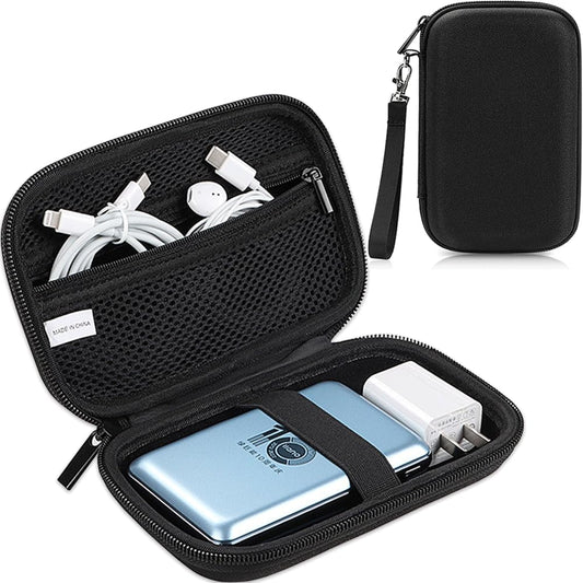 CAAORDKSO Hard Travel Electronic Organizer Case, Electronics Accessories Organizer Pouch Bag for External Hard Drive, Power Bank, Chargers, Cable