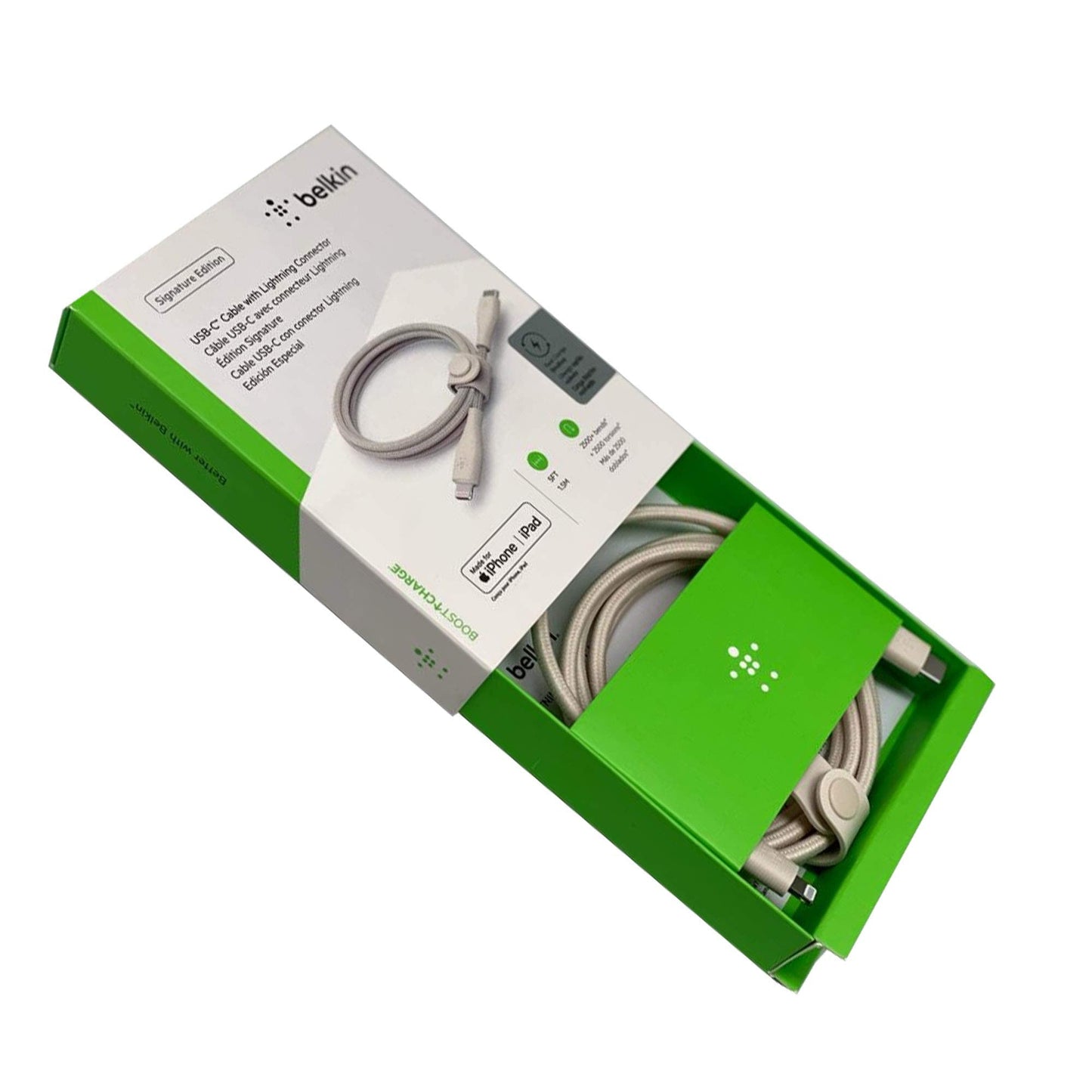Belkin Braided USB-C to Lightning Cable - 1.5m (5ft Fast Charging iPhone USB-C Cable for iPhone 13,12,11, 11 Pro, 11 Pro Max, XS, XS Max, XR, X…