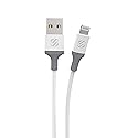 Scosche i34WG-SP Strikeline USB-A to MFI Certified Sync Charging Cable for Lightning Devices, 4 Feet, White/Gray